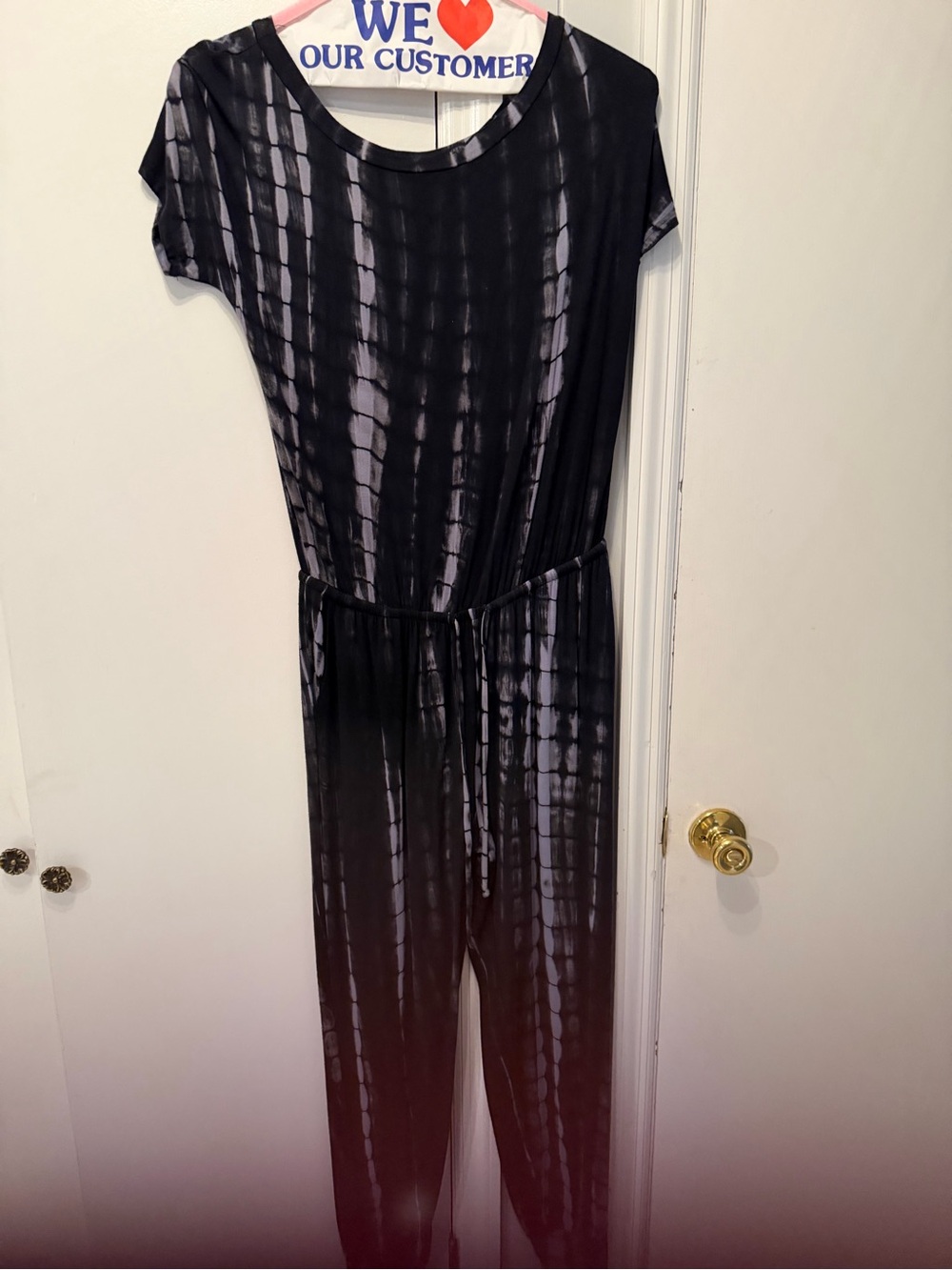 Veronica M Black & Gray Tie-Dye Jumpsuit with Waist Tie